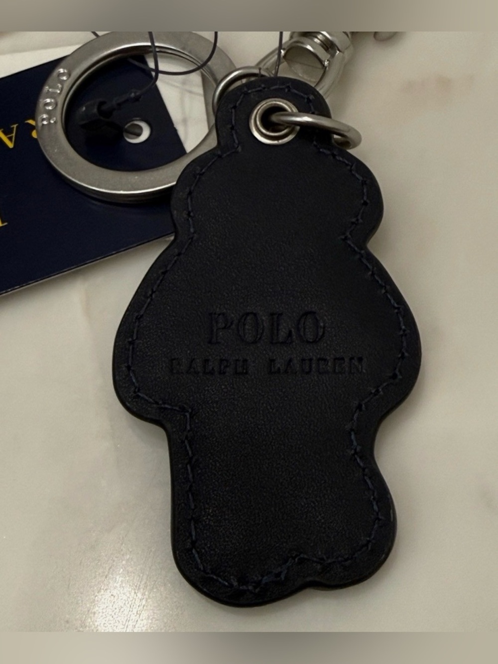 NEW Polo Ralph Lauren RL-67 SURF BEAR - LEATHER Key Ring Keychain - NAVY BLUE - Picture 5 of 5